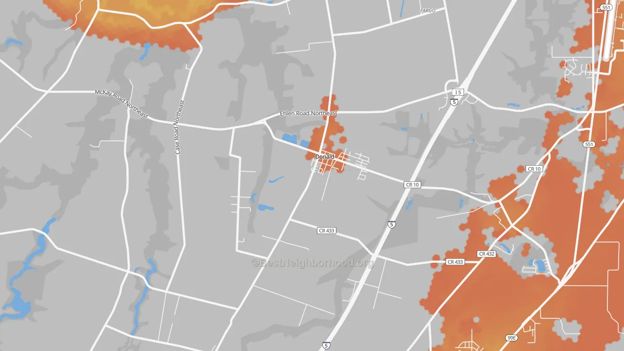 Bike Grade map of Donald, OR