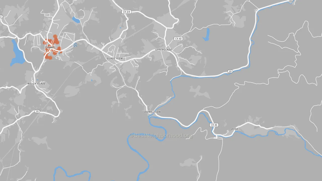 Bike Grade map of Donaldson, WV