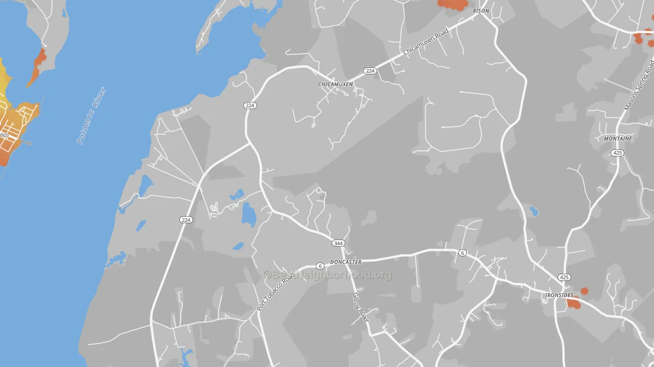 Bike Grade map of Doncaster, MD