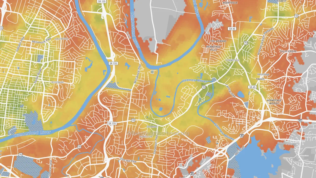 Bike Grade map of Donelson, Nashville, TN