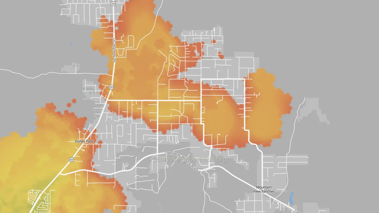 Bike Grade map of Doney Park, AZ