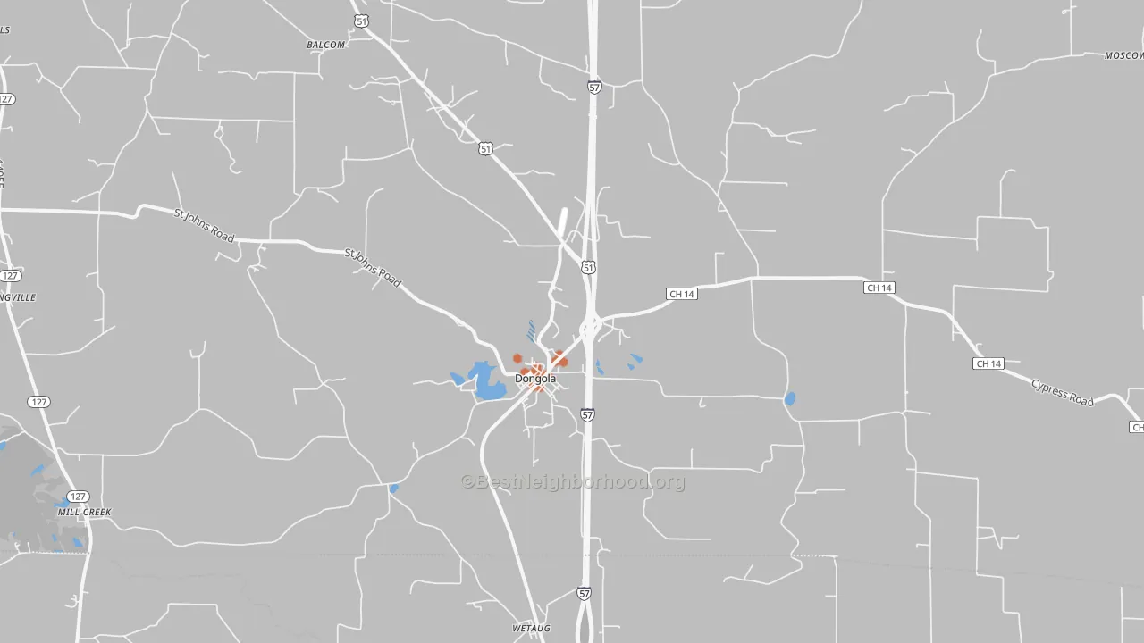 Bike Grade map of Dongola, IL