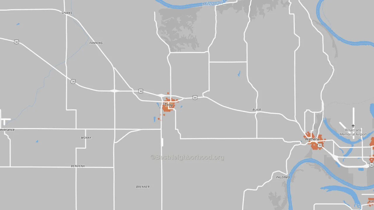 Bike Grade map of Doniphan County, KS