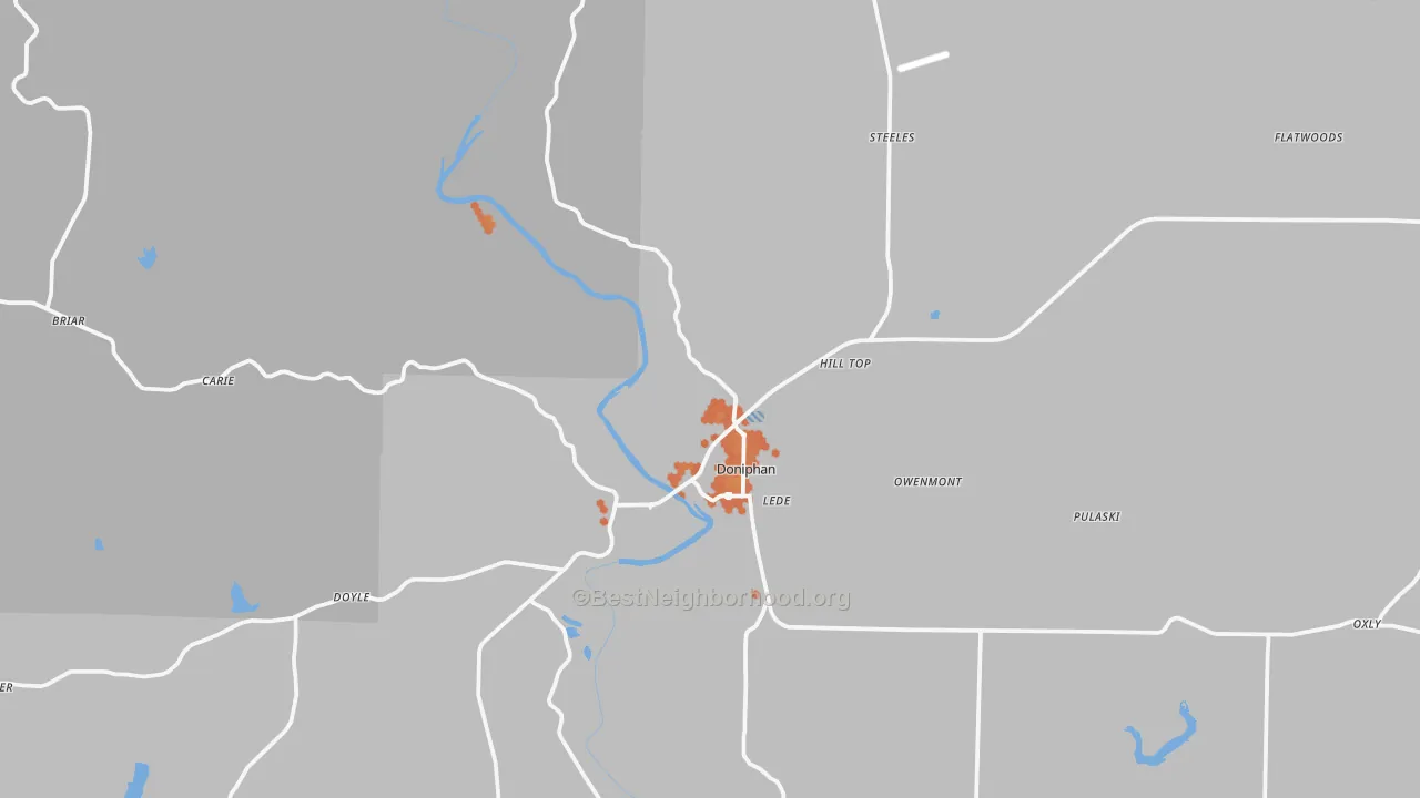 Bike Grade map of Doniphan, MO