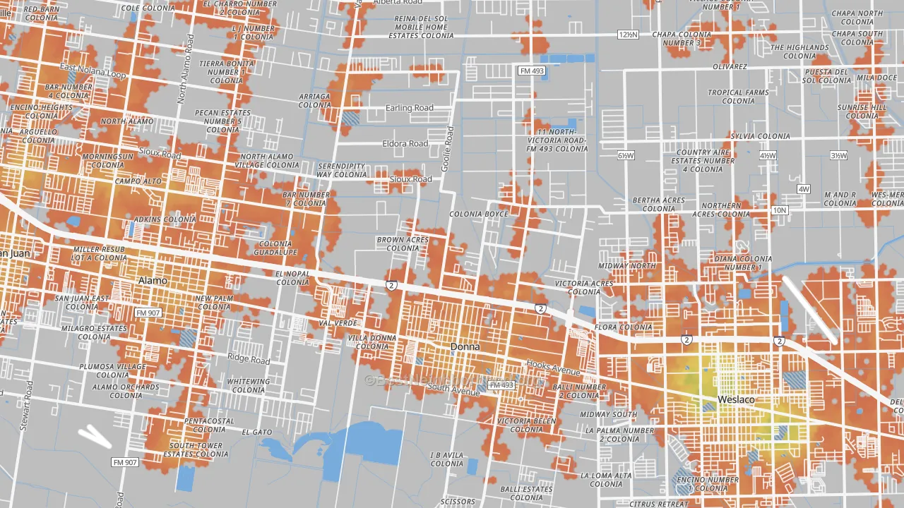 Bike Grade map of Donna, TX
