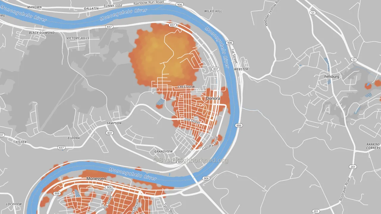 Bike Grade map of Donora, PA