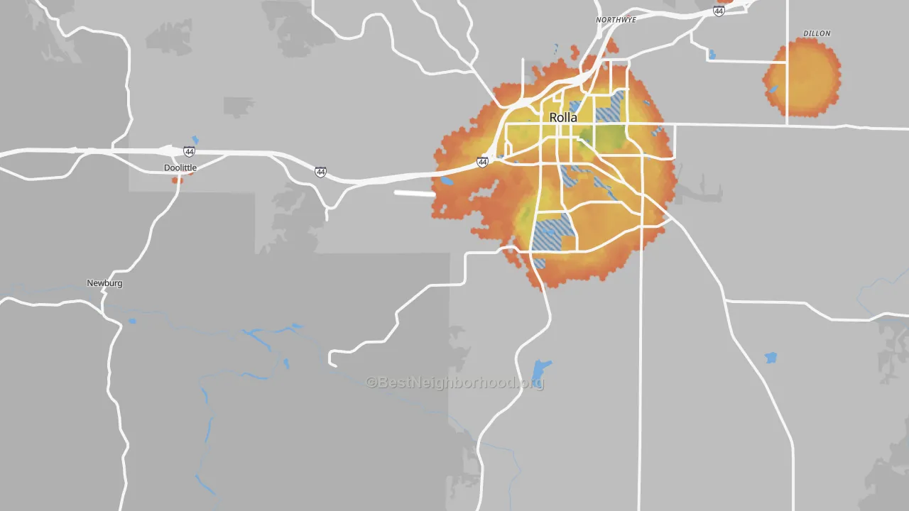 Bike Grade map of Doolittle, MO