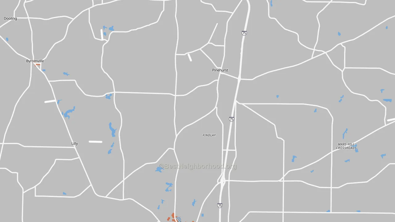 Bike Grade map of Dooly County, GA