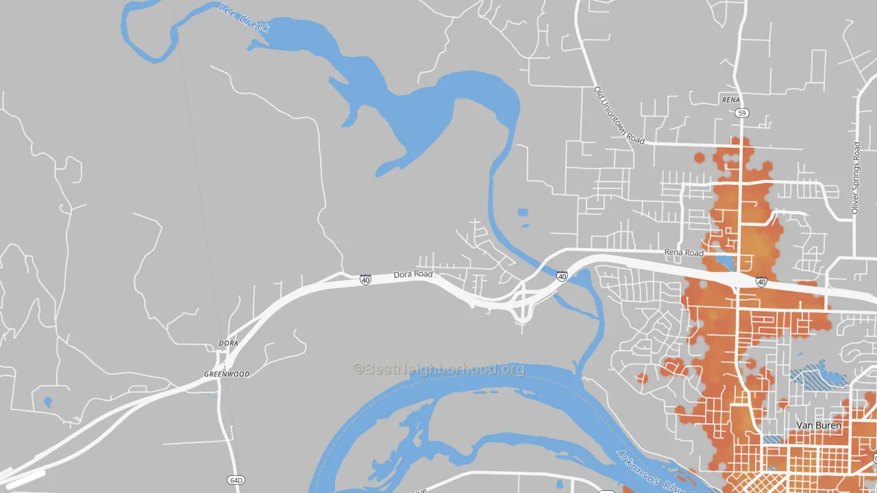 Bike Grade map of Dora, AR