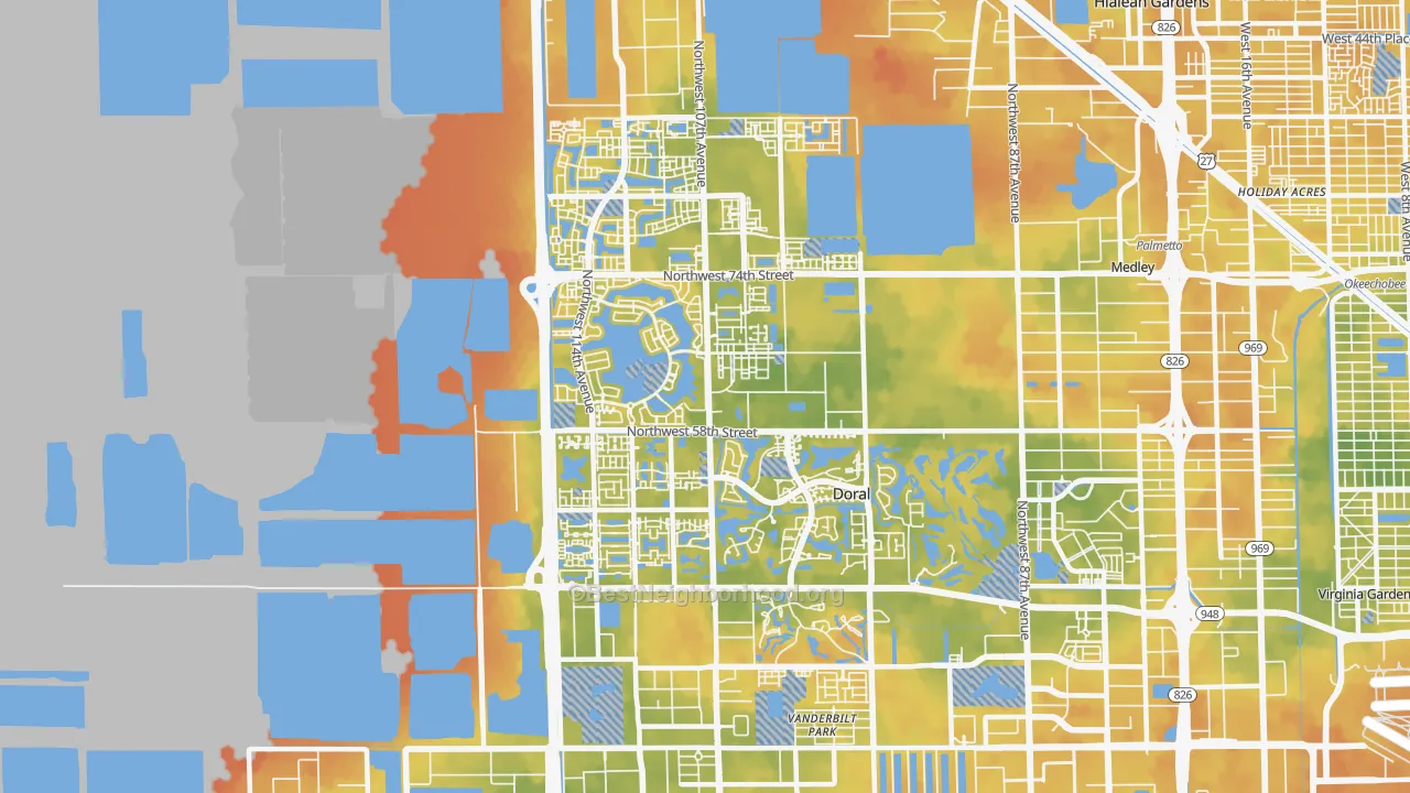 Bike Grade map of Doral, FL