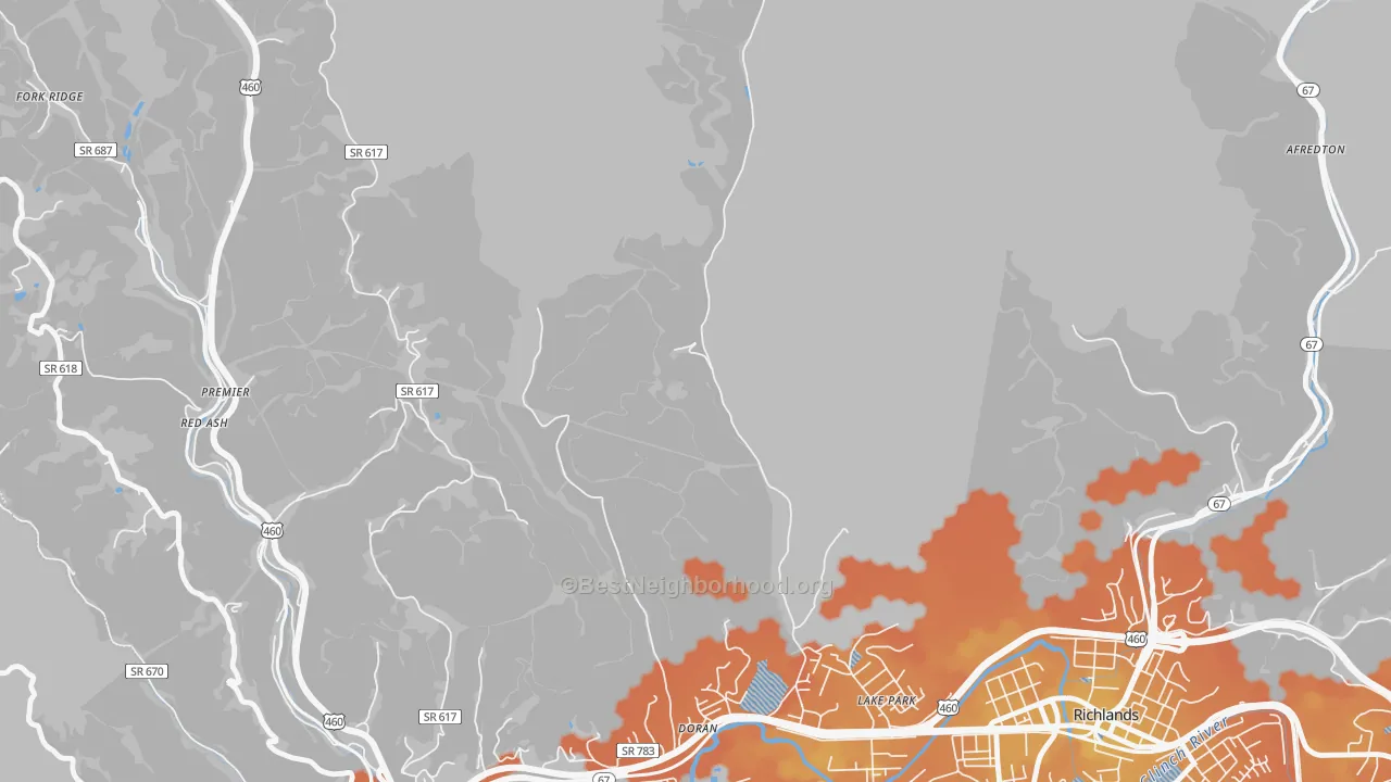 Bike Grade map of Doran, VA