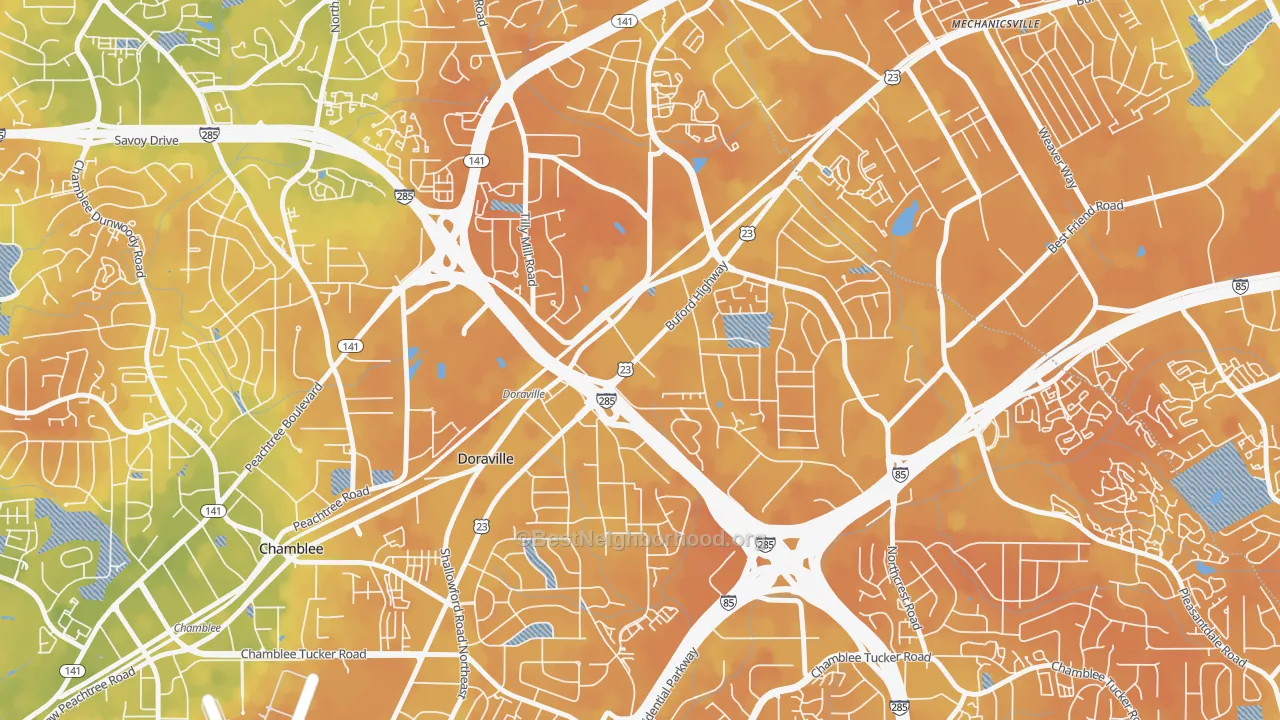 Bike Grade map of Doraville, GA