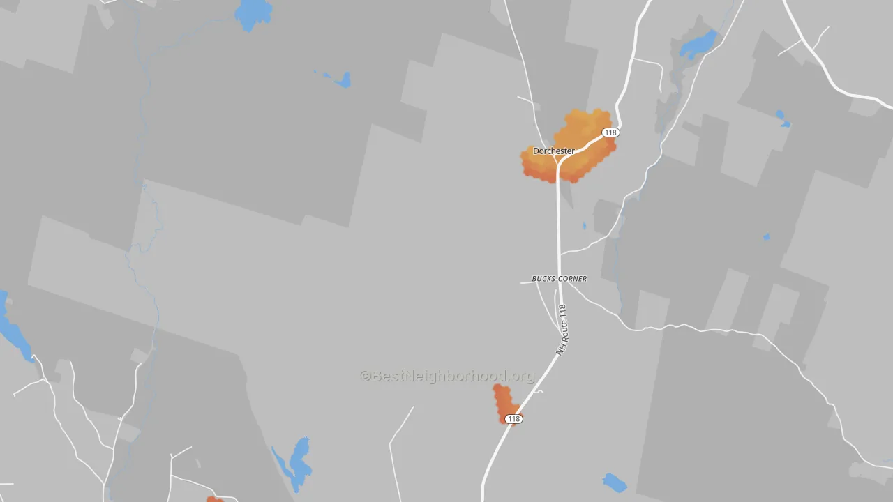 Bike Grade map of Dorchester, NH