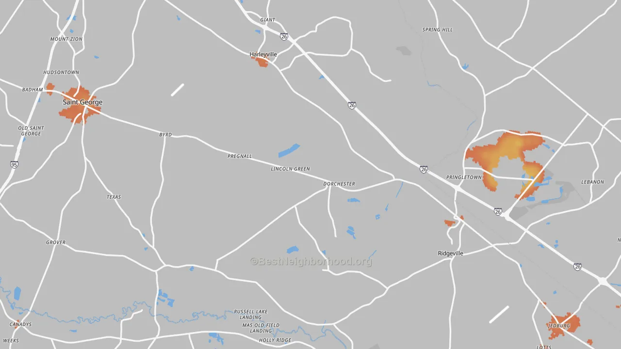Bike Grade map of Dorchester, SC