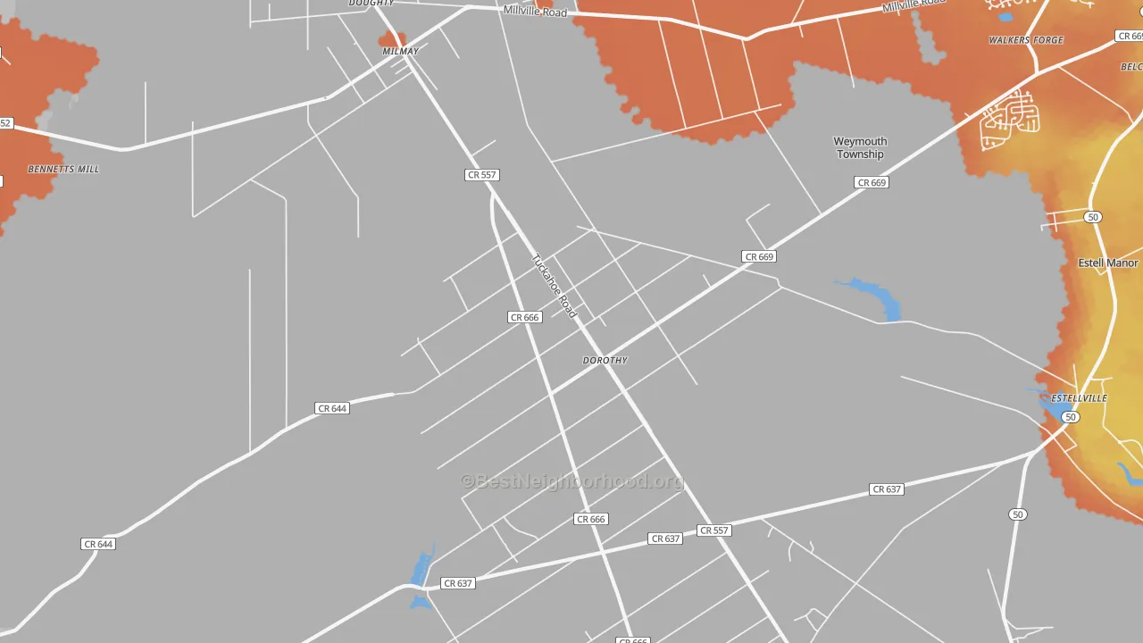 Bike Grade map of Dorothy, NJ
