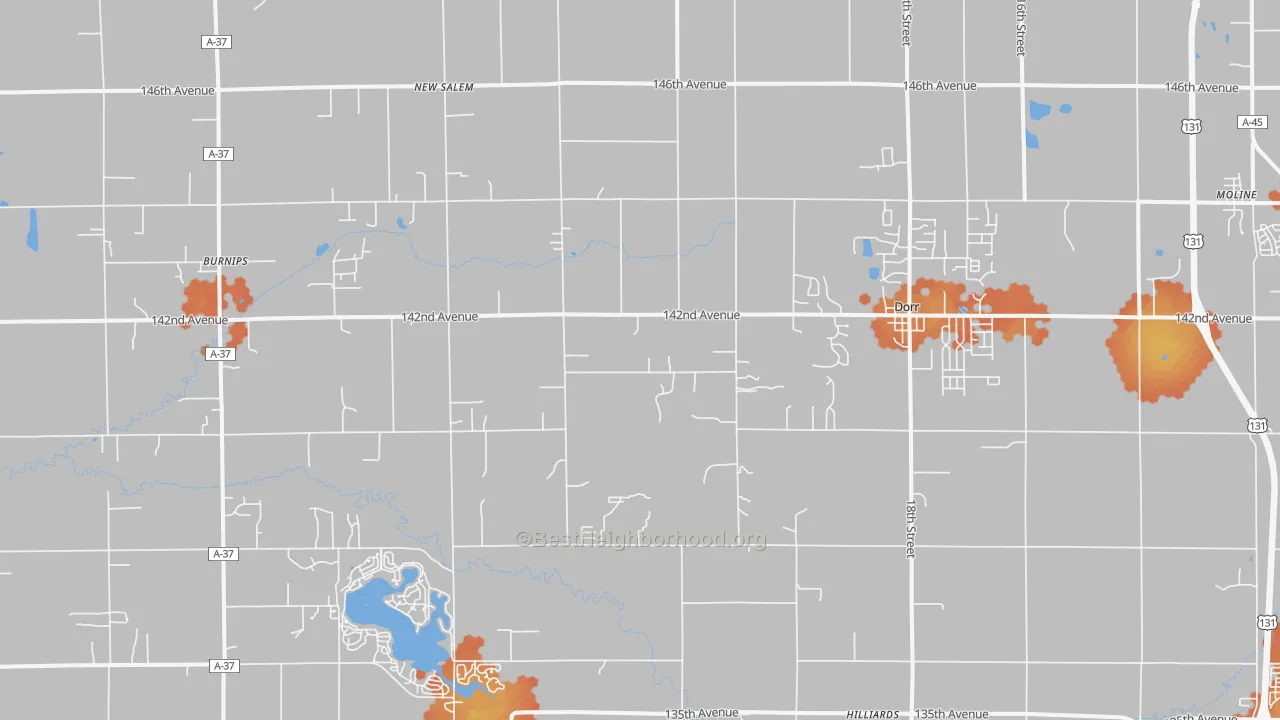 Bike Grade map of Dorr, MI