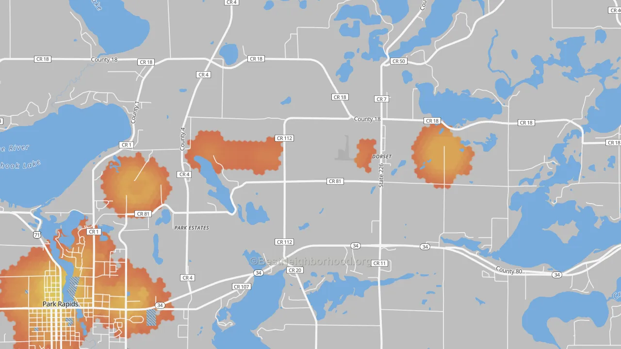 Bike Grade map of Dorset, MN
