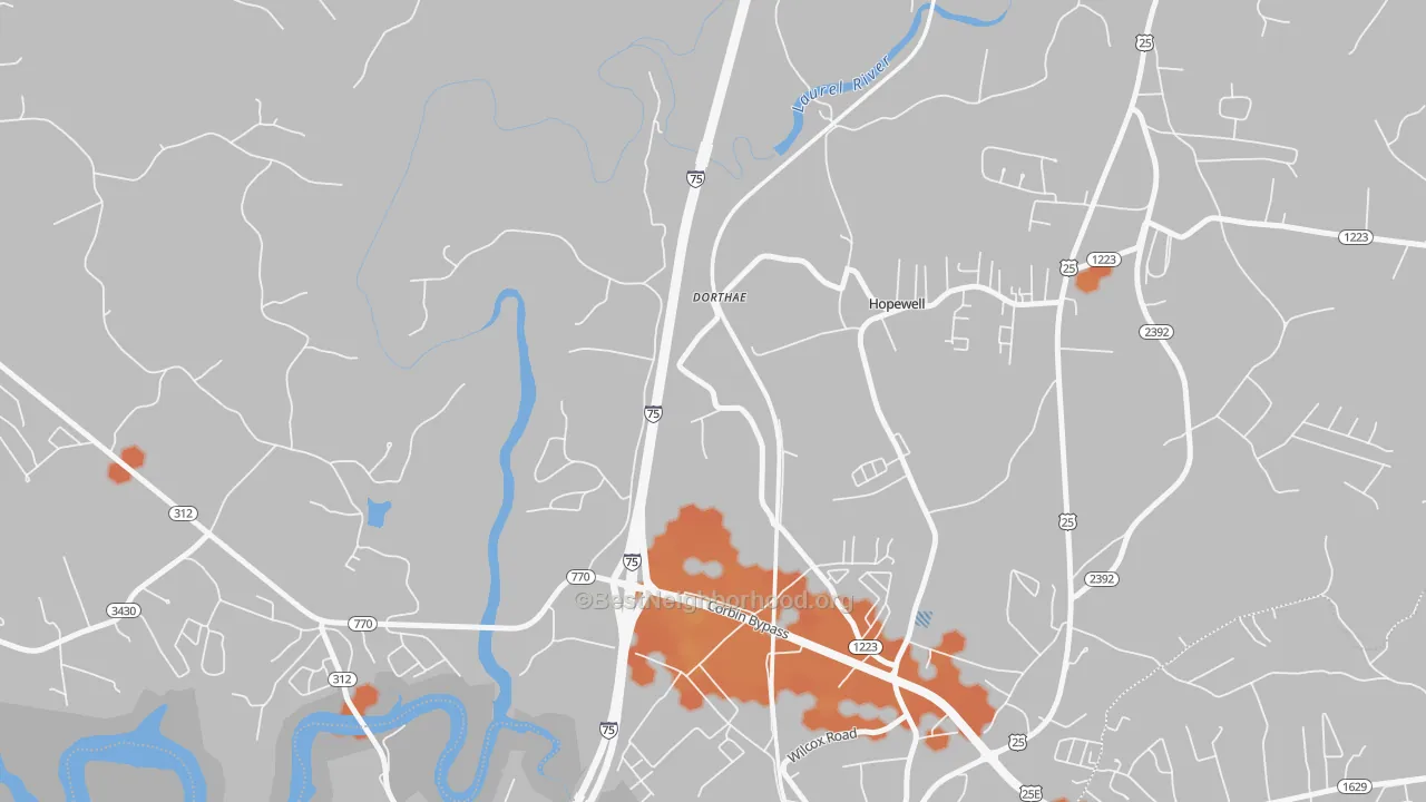Bike Grade map of Dortha, KY