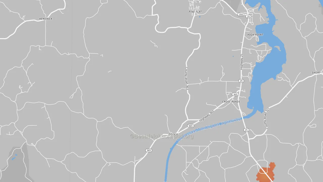 Bike Grade map of Doskie, MS