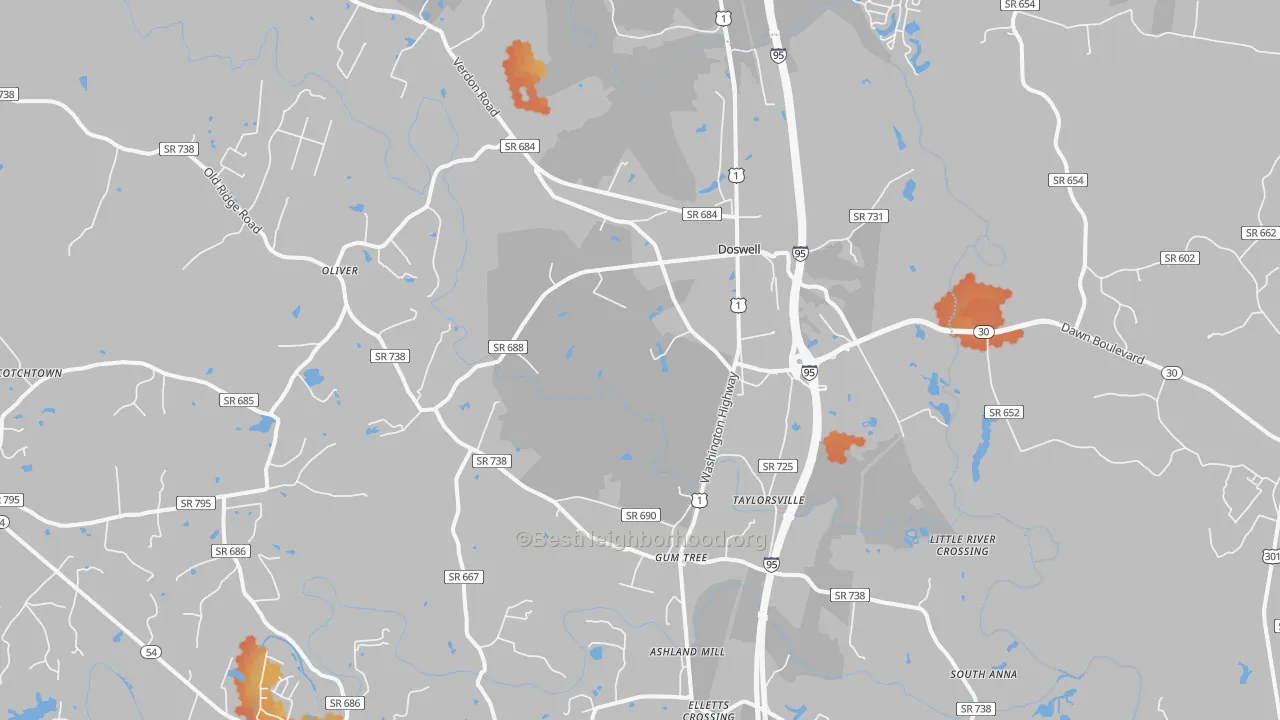 Bike Grade map of Doswell, VA