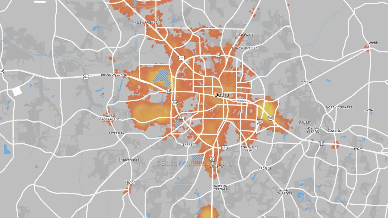 Bike Grade map of Dothan, AL