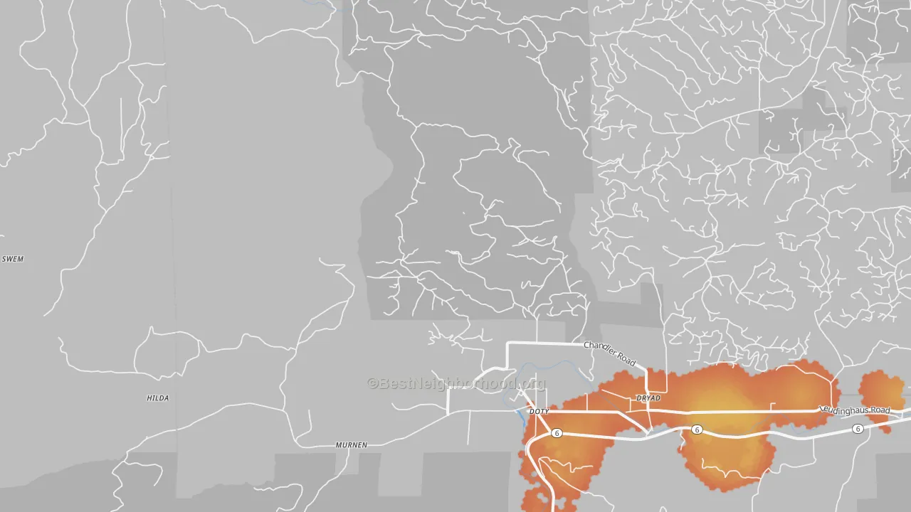 Bike Grade map of Doty, WA