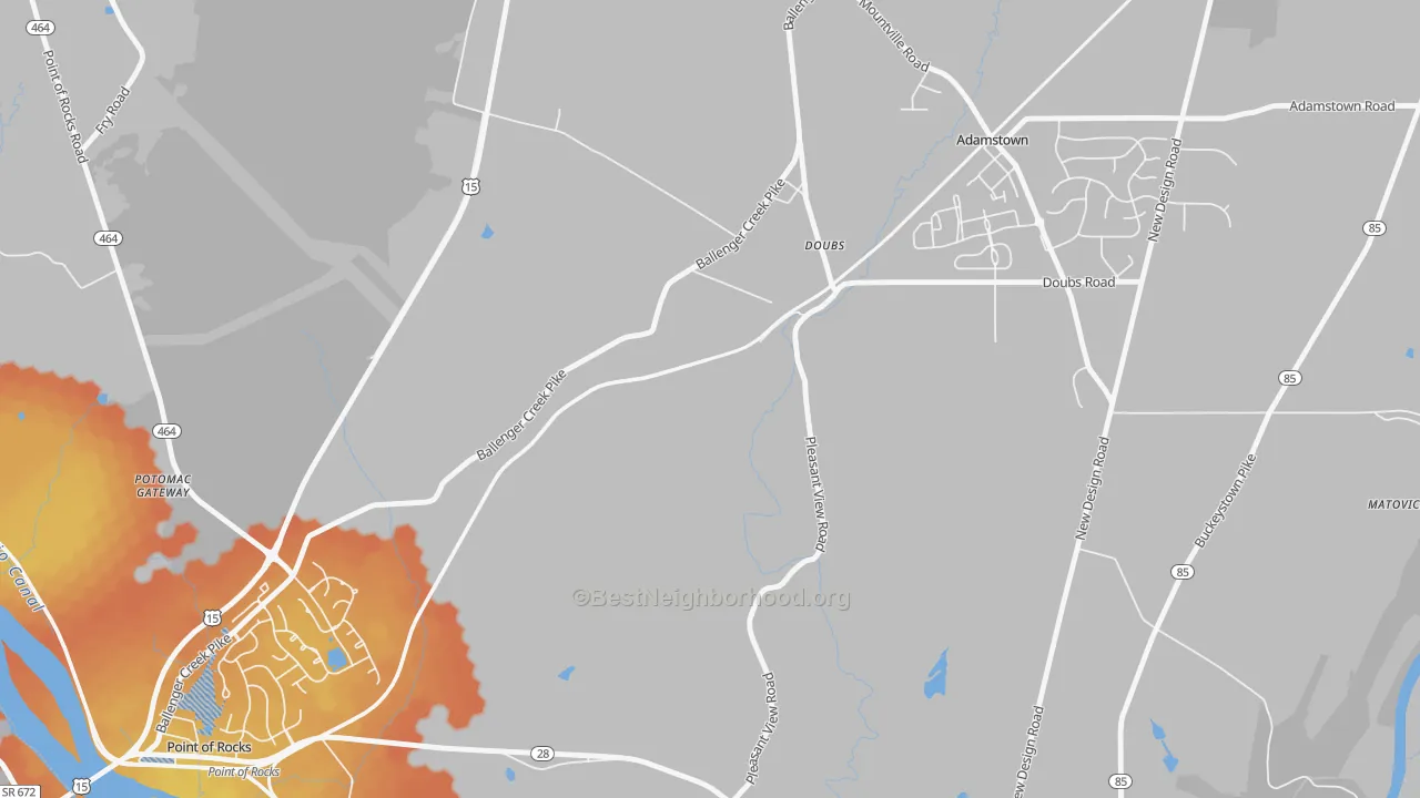 Bike Grade map of Doubs, MD