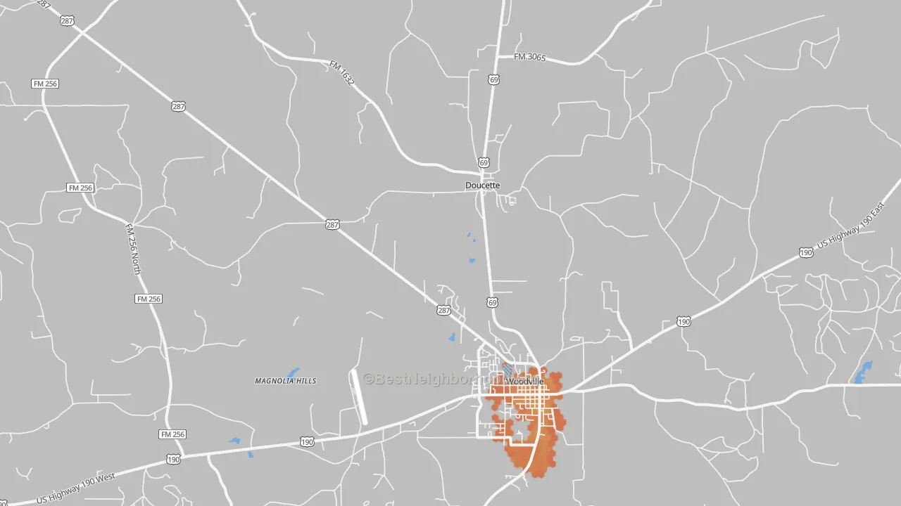 Bike Grade map of Doucette, TX