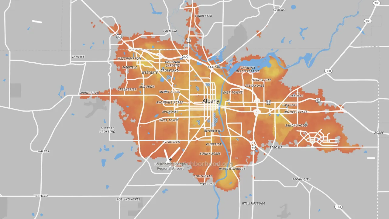 Bike Grade map of Dougherty County, GA