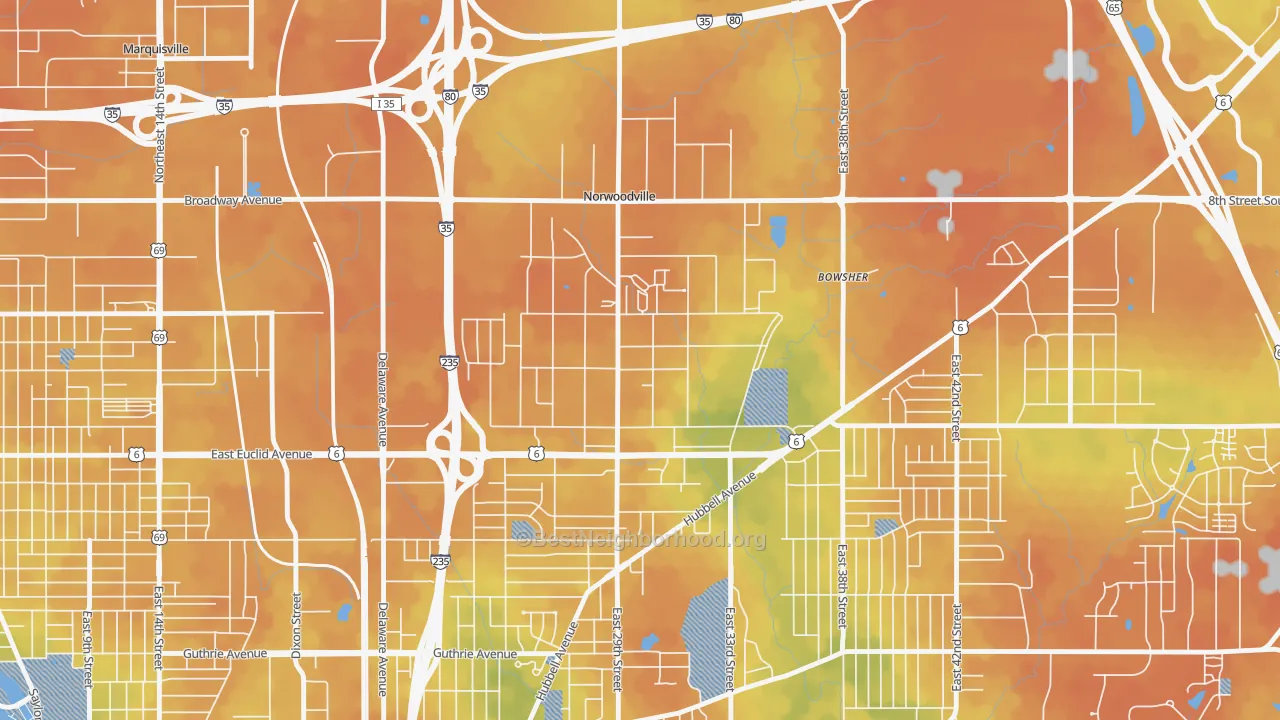 Bike Grade map of Douglas Acres, Des Moines, IA