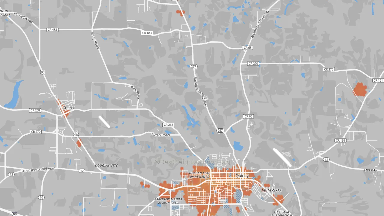 Bike Grade map of Douglas City, FL