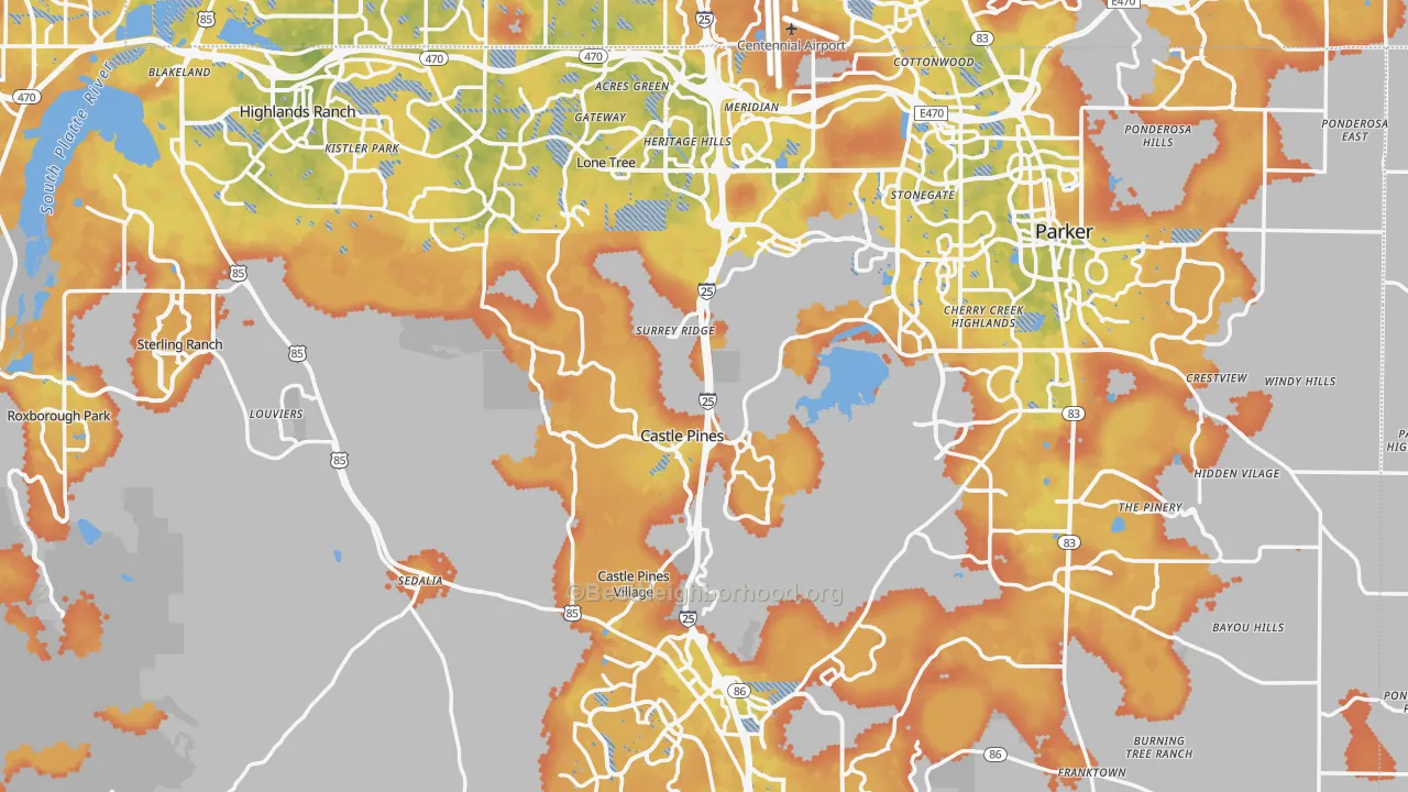Bike Grade map of Douglas County, CO