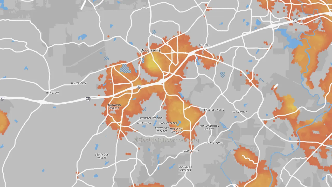 Bike Grade map of Douglas County, GA