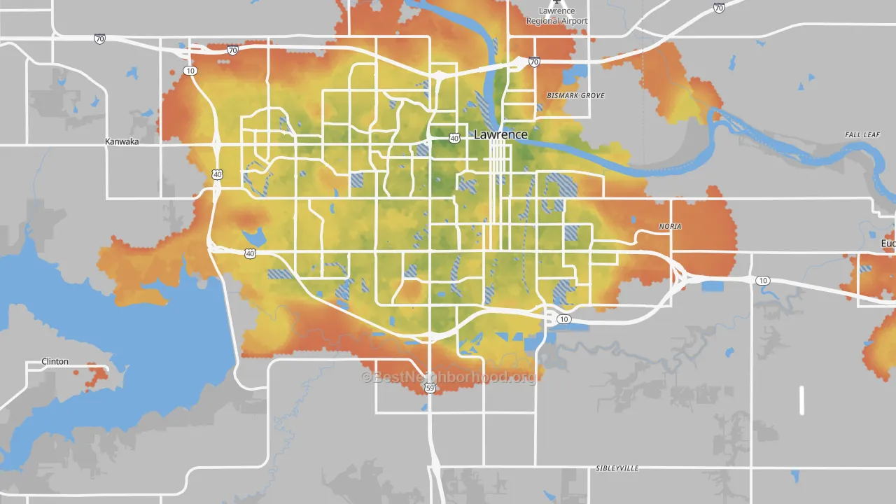 Bike Grade map of Douglas County, KS