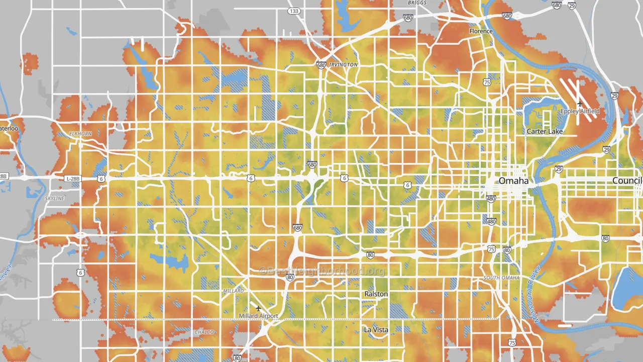Bike Grade map of Douglas County, NE