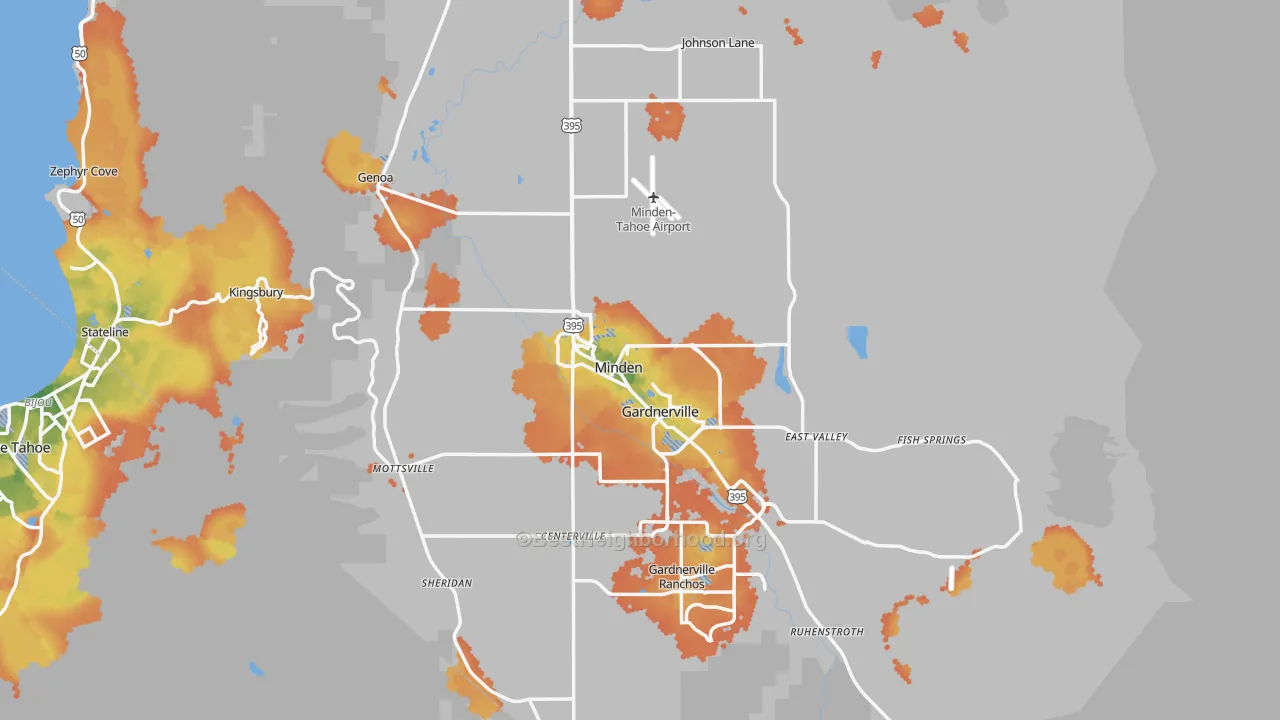 Bike Grade map of Douglas County, NV