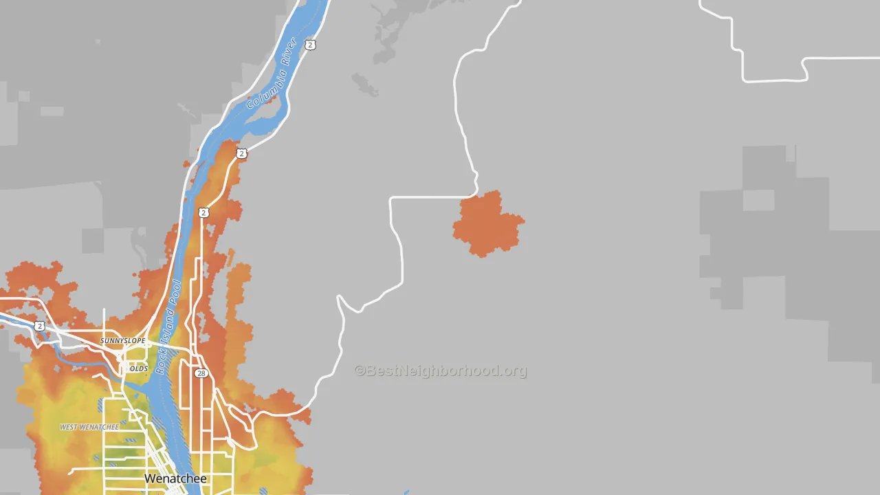 Bike Grade map of Douglas County, WA