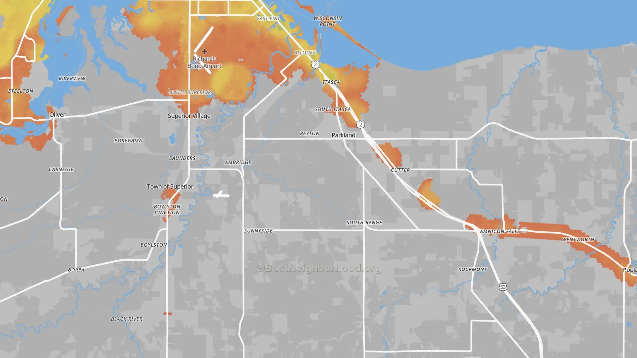 Bike Grade map of Douglas County, WI