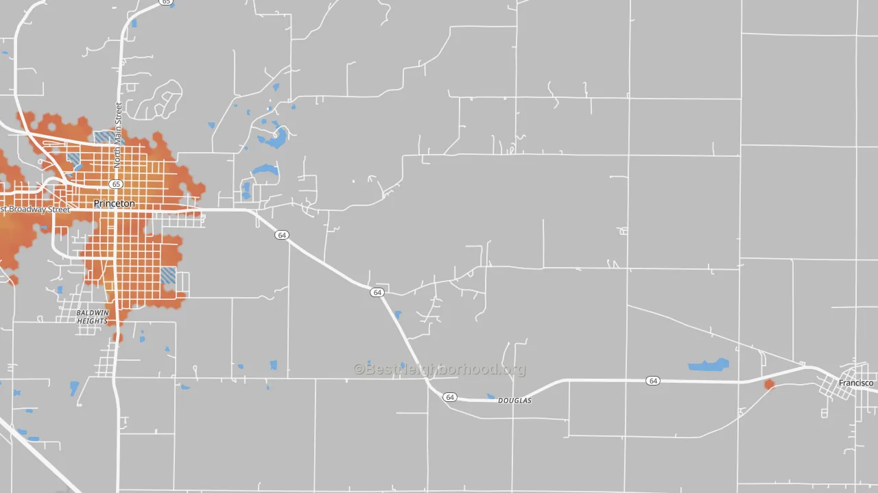 Bike Grade map of Douglas, IN