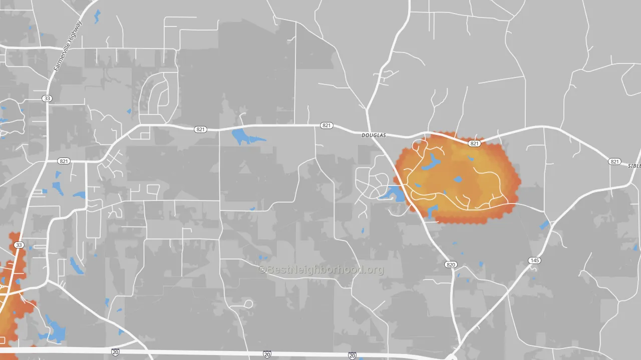 Bike Grade map of Douglas, LA