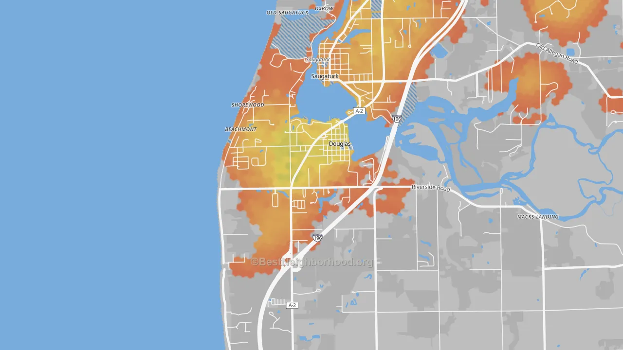 Bike Grade map of Douglas, MI