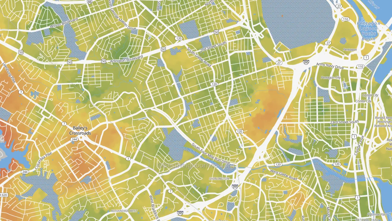 Bike Grade map of Douglas Park, Arlington, VA