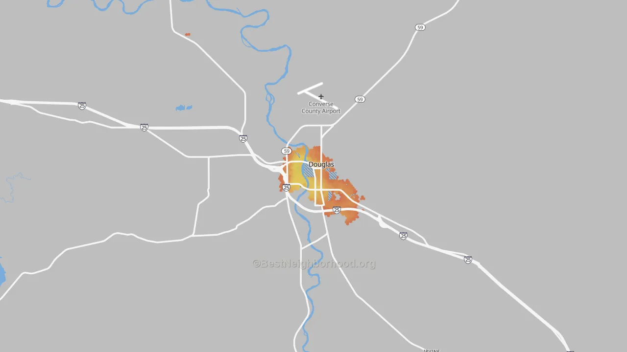 Bike Grade map of Douglas, WY