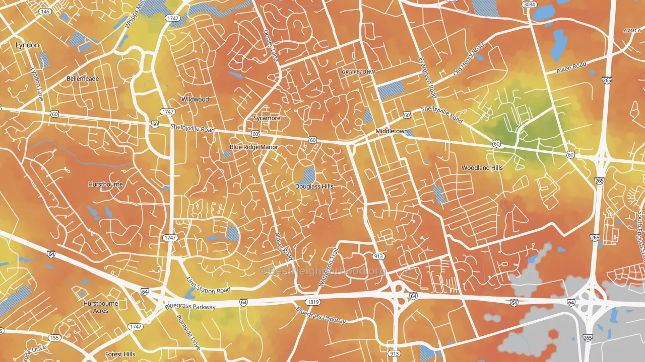 Bike Grade map of Douglass Hills, KY