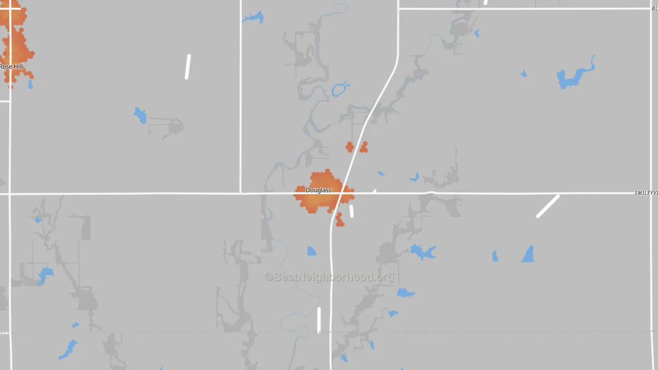 Bike Grade map of Douglass, KS