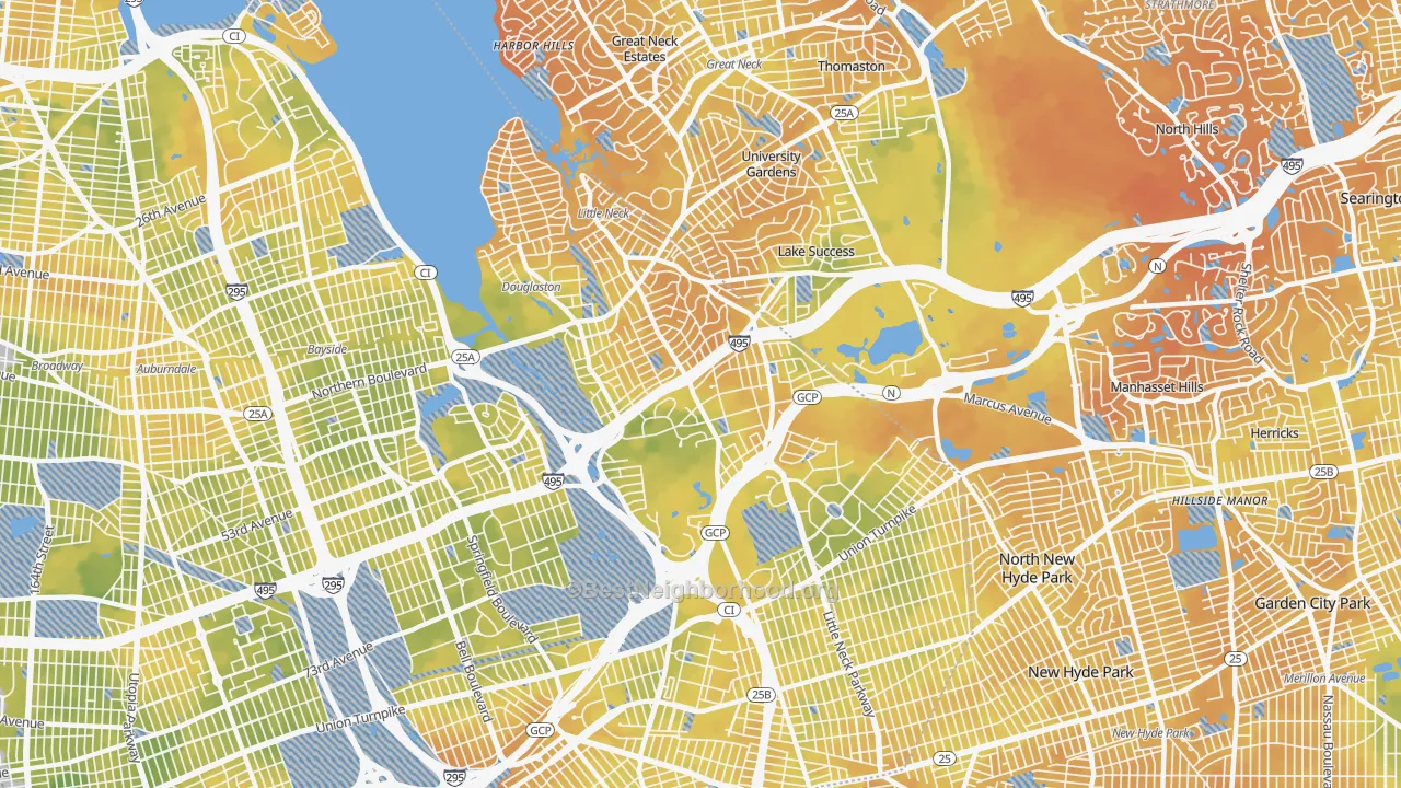 Bike Grade map of Douglaston-Little Neck, Queens, NY