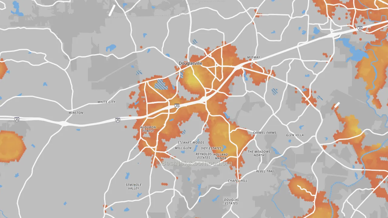 Bike Grade map of Douglasville, GA