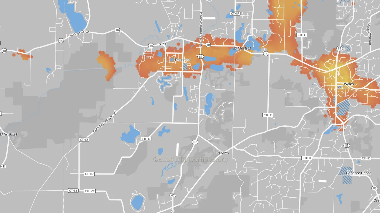 Bike Grade map of Dousman, WI