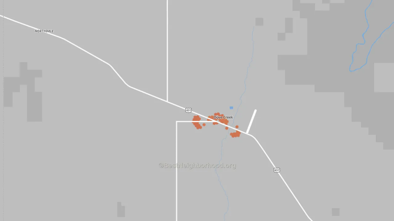 Bike Grade map of Dove Creek, CO