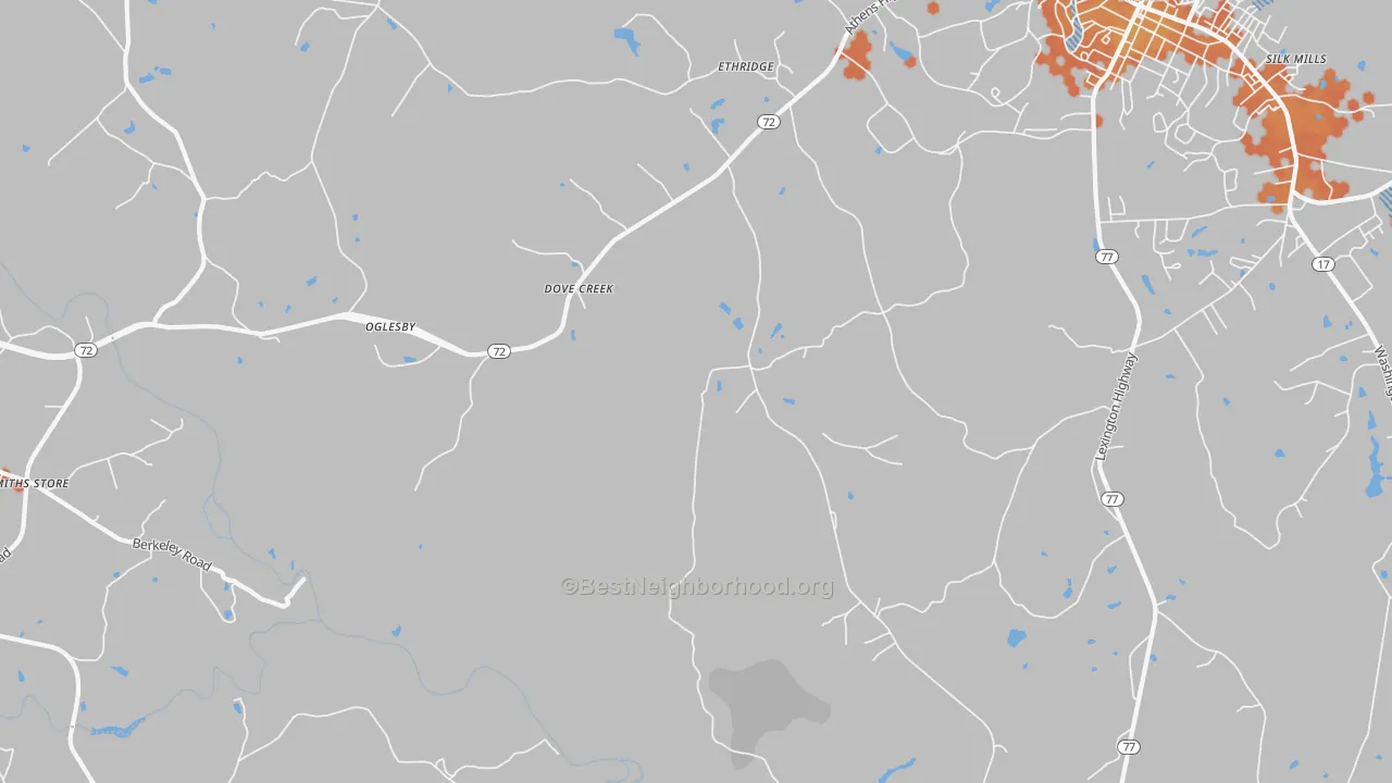 Bike Grade map of Dove Creek, GA